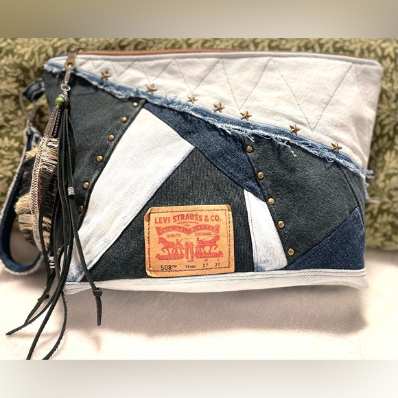 Patchwork Denim Clutch Handbag - from Upcycled denim Jeans - Picture 7 of 14